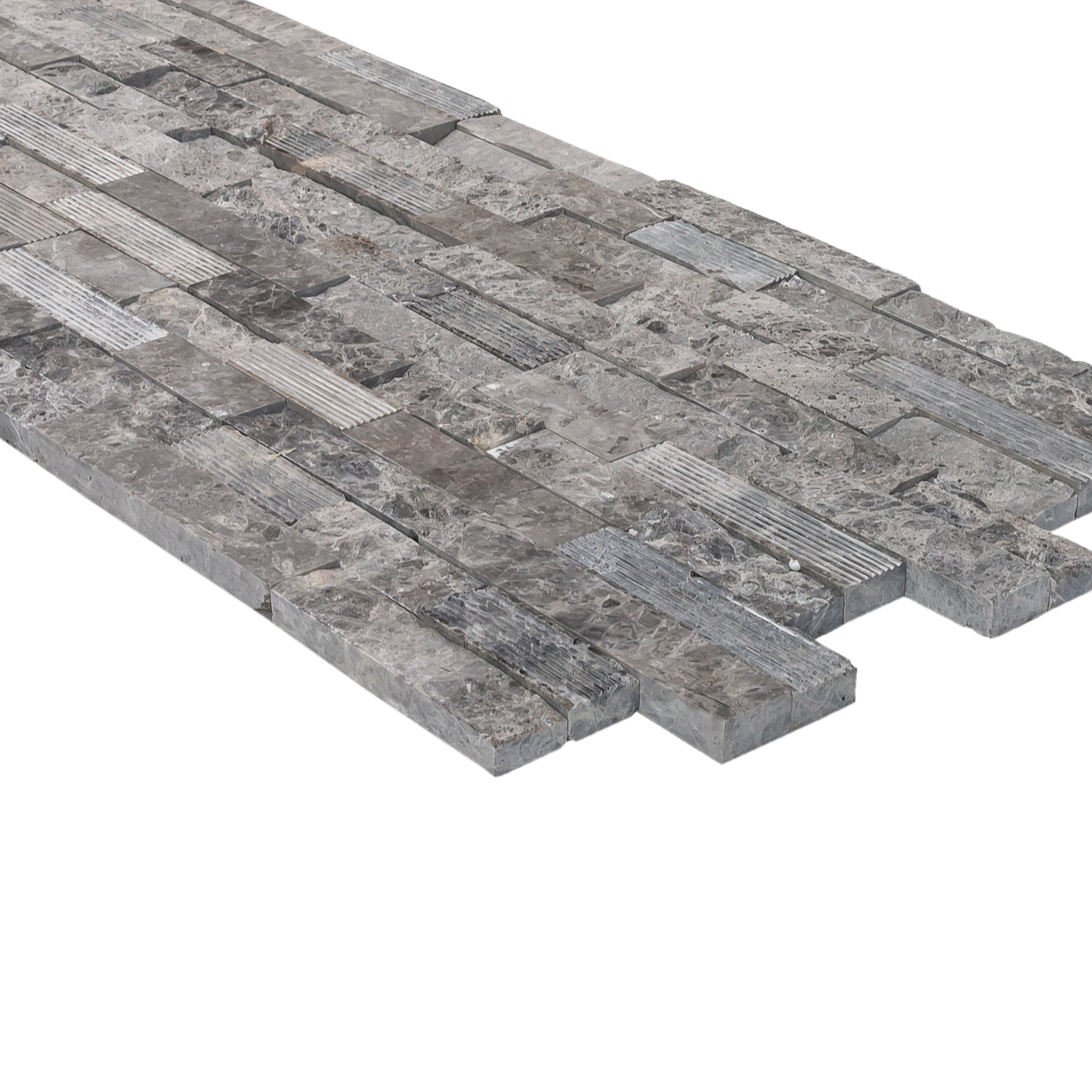 Gray Marble Ledger Panel Wall Tile 6x24 - Ventana Natural Stone 3D Textured Finish
