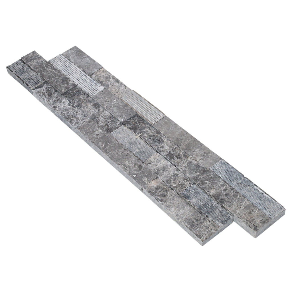 Gray Marble Ledger Panel Wall Tile 6x24 - Ventana Natural Stone 3D Textured Finish