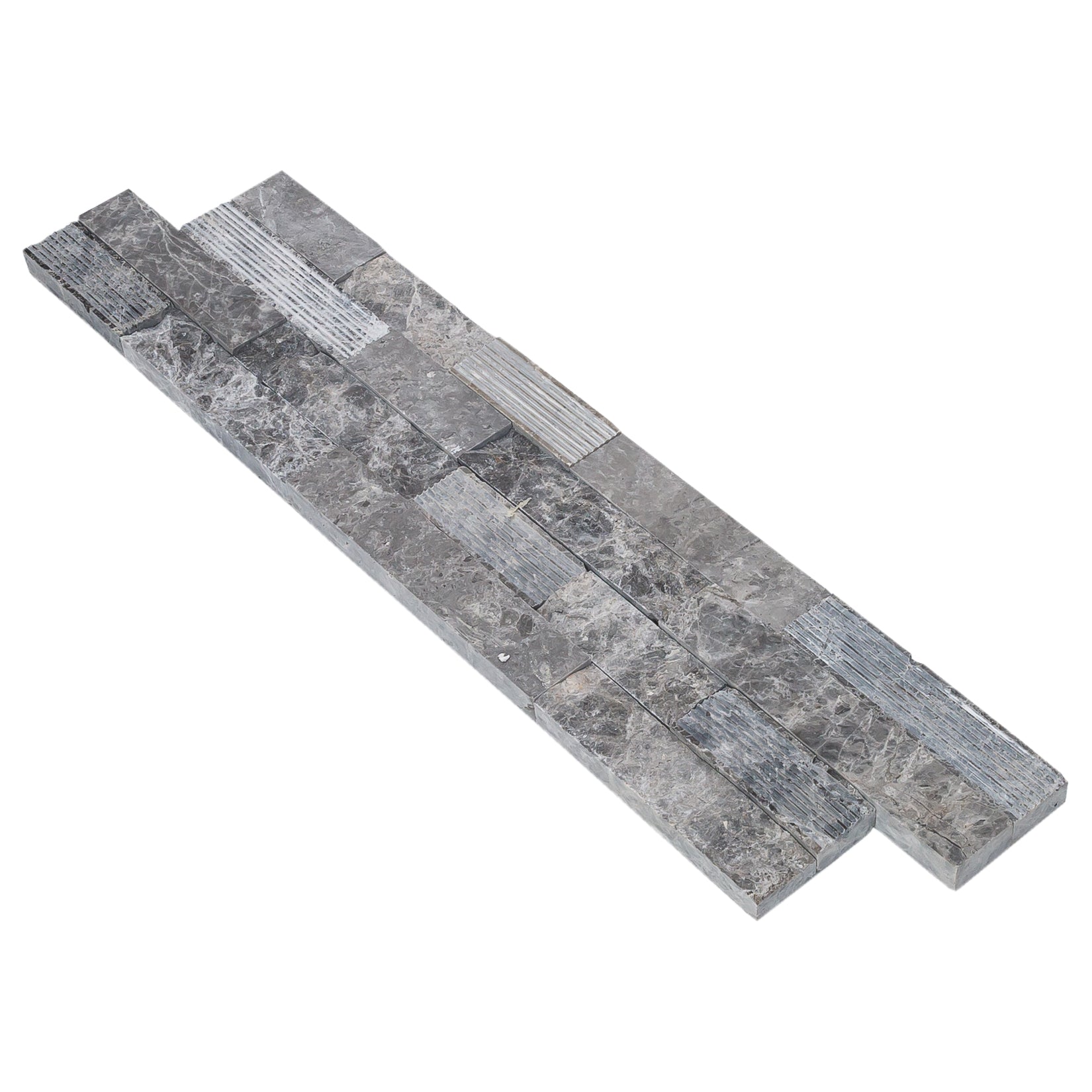 Gray Marble Ledger Panel Wall Tile 6x24 - Ventana Natural Stone 3D Textured Finish