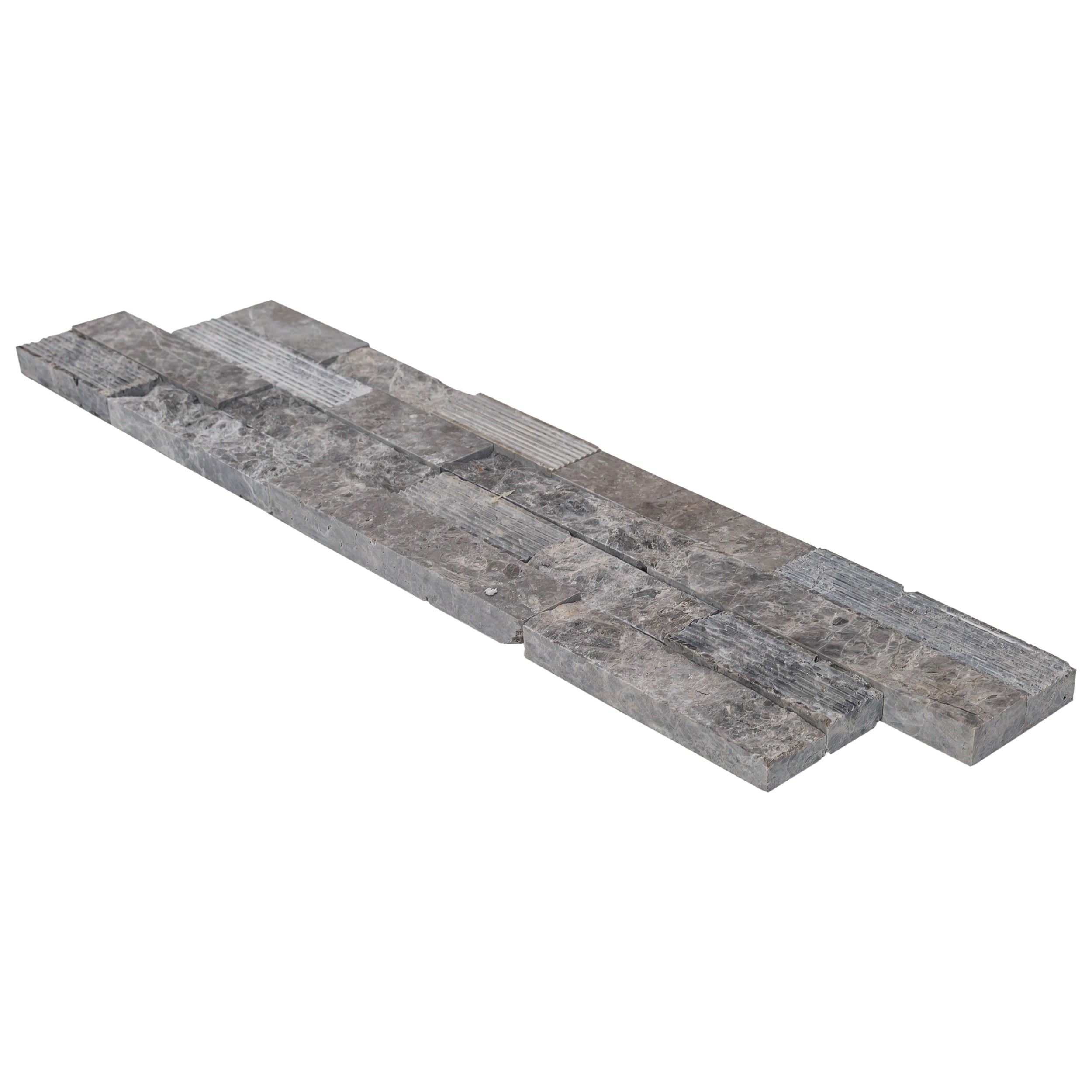 Gray Marble Ledger Panel Wall Tile 6x24 - Ventana Natural Stone 3D Textured Finish