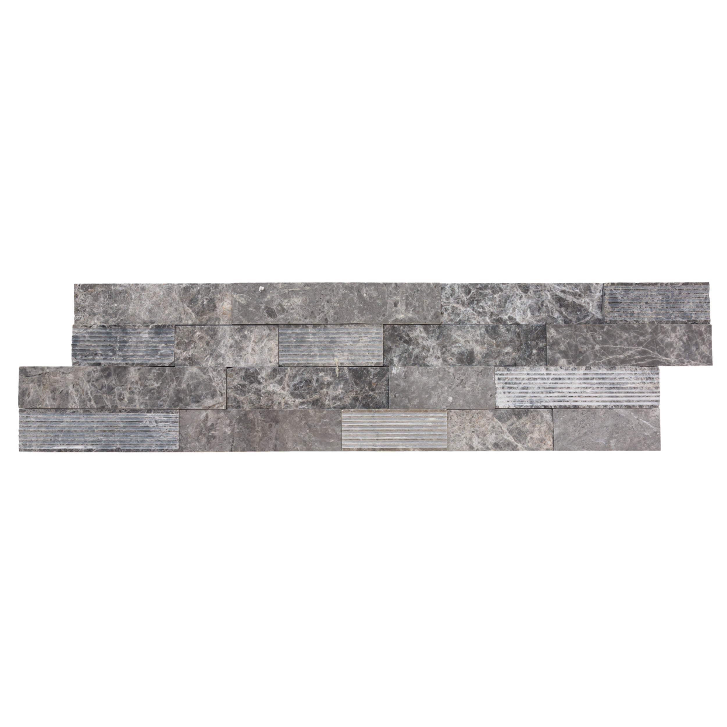 Gray Marble Ledger Panel Wall Tile 6x24 - Ventana Natural Stone 3D Textured Finish