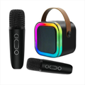 Vibrant Pink Mini Karaoke Machine with 2 Wireless Microphones & LED Nightlight - Perfect Bluetooth Party Speaker!