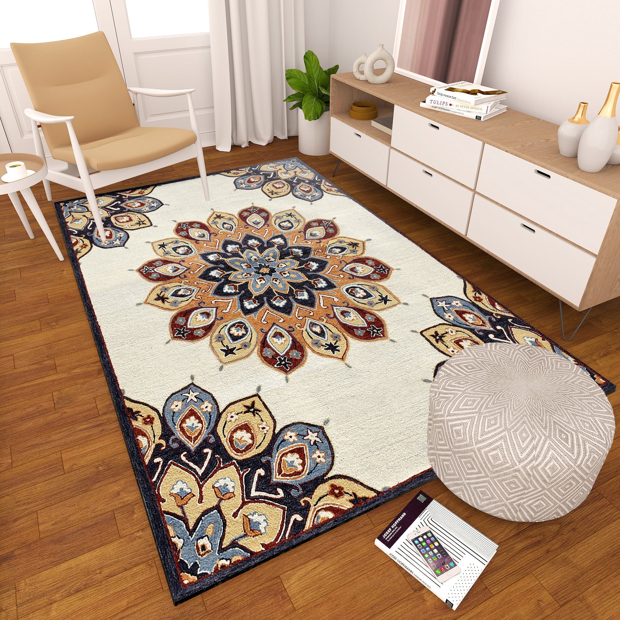 Premium Hand-Tufted Rug Made of 100% Wool  - Vivid Plume - 6x9 Feet