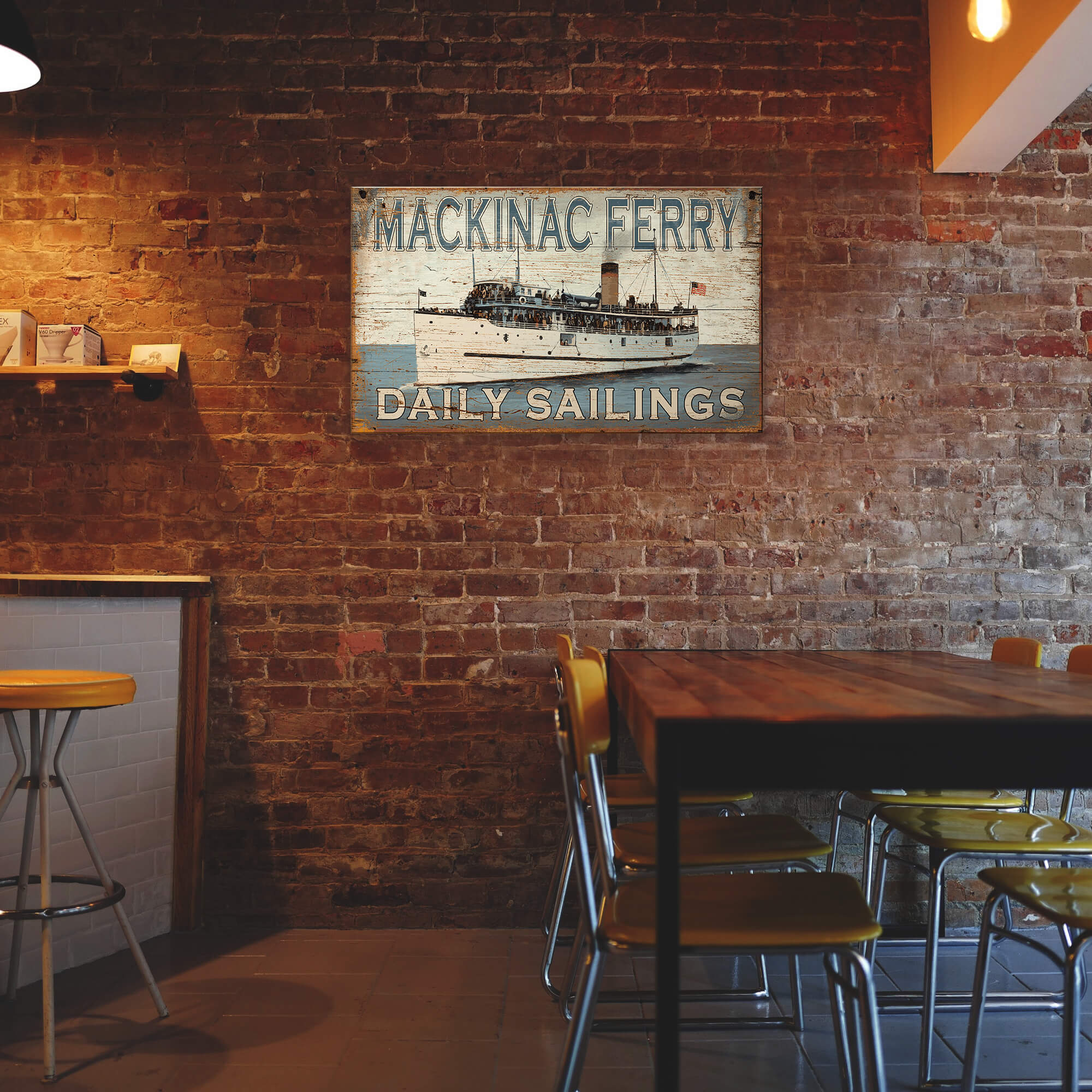 Mackinac Ferry - Wood & Metal Wall Art