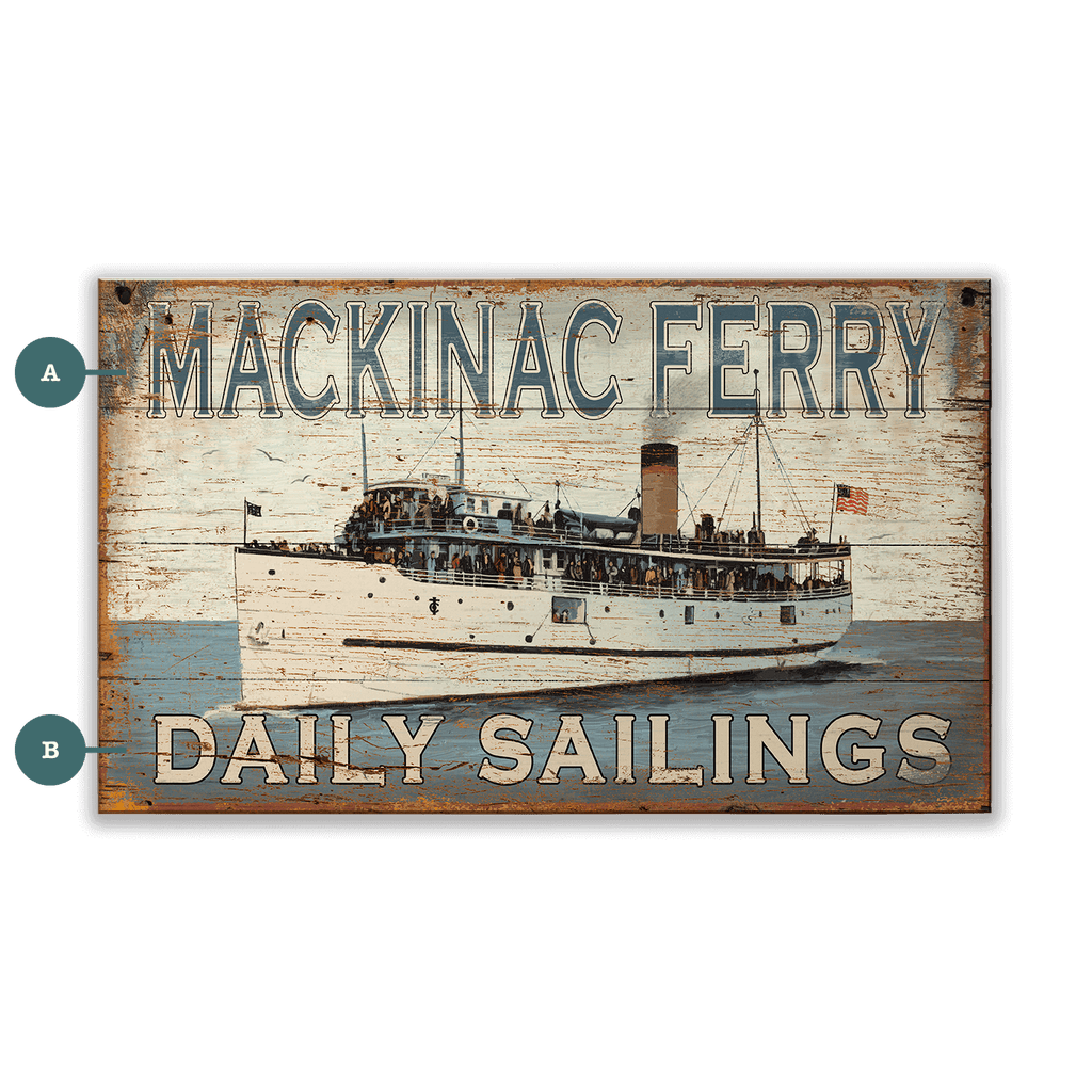 Mackinac Ferry - Wood & Metal Wall Art