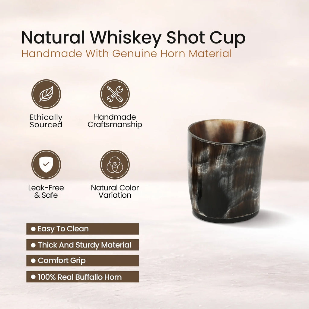 Buffalo Horn Whiskey Shot Glasses 6.5 oz - (Pack of 5)