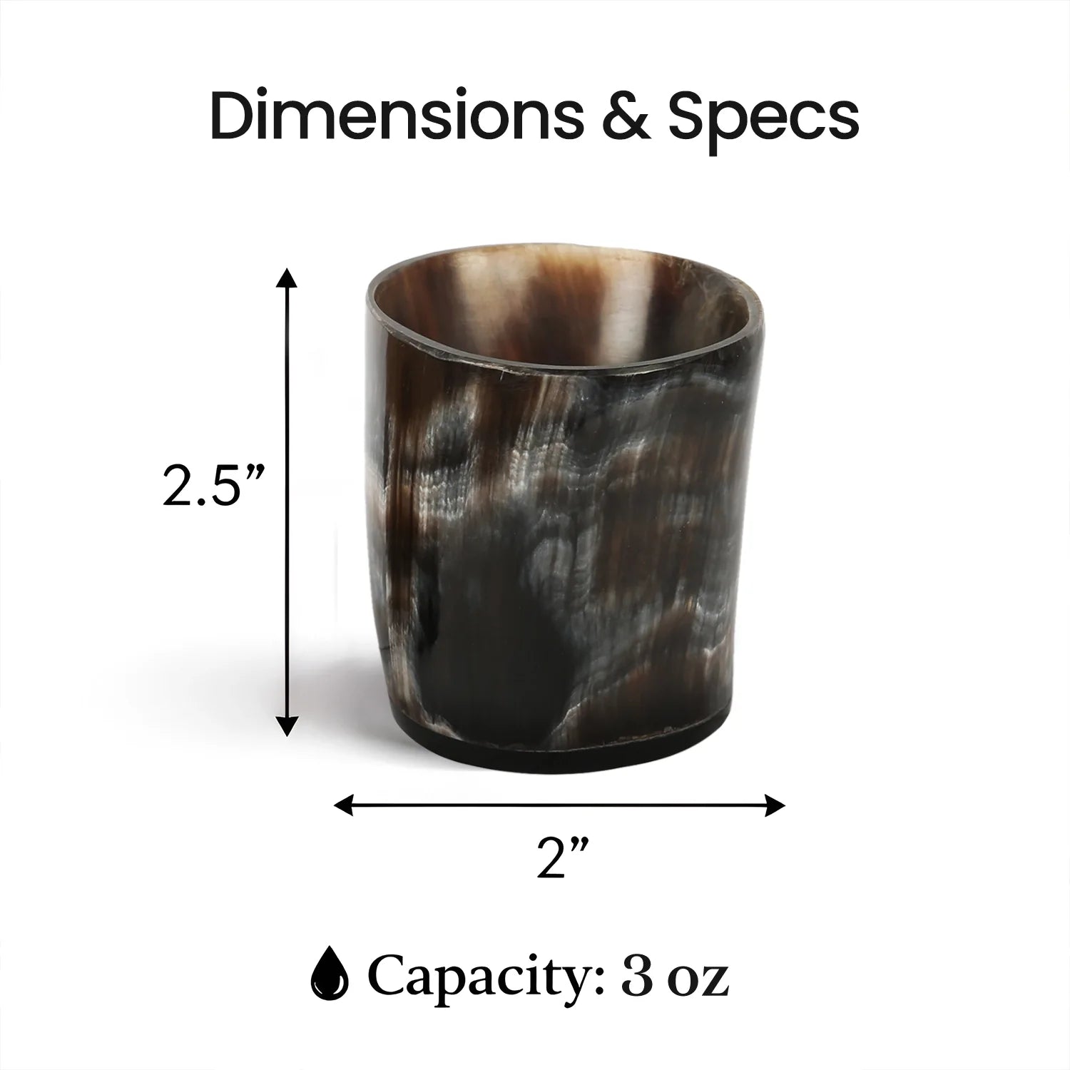 Buffalo Horn Whiskey Shot Glasses 6.5 oz - (Pack of 6)