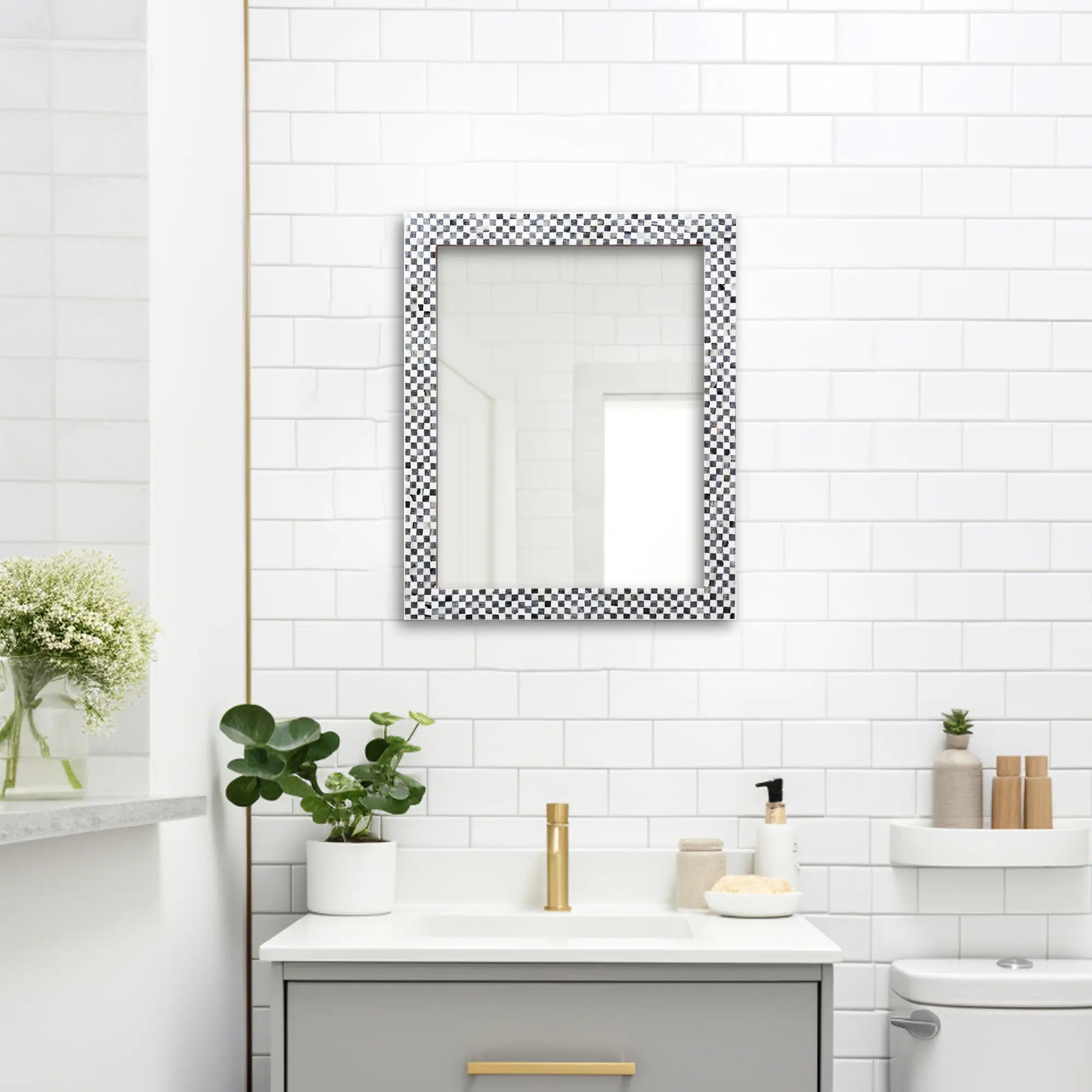 Make To Order Checkered Mirror Bone Inlay Collection in 9 Sizes