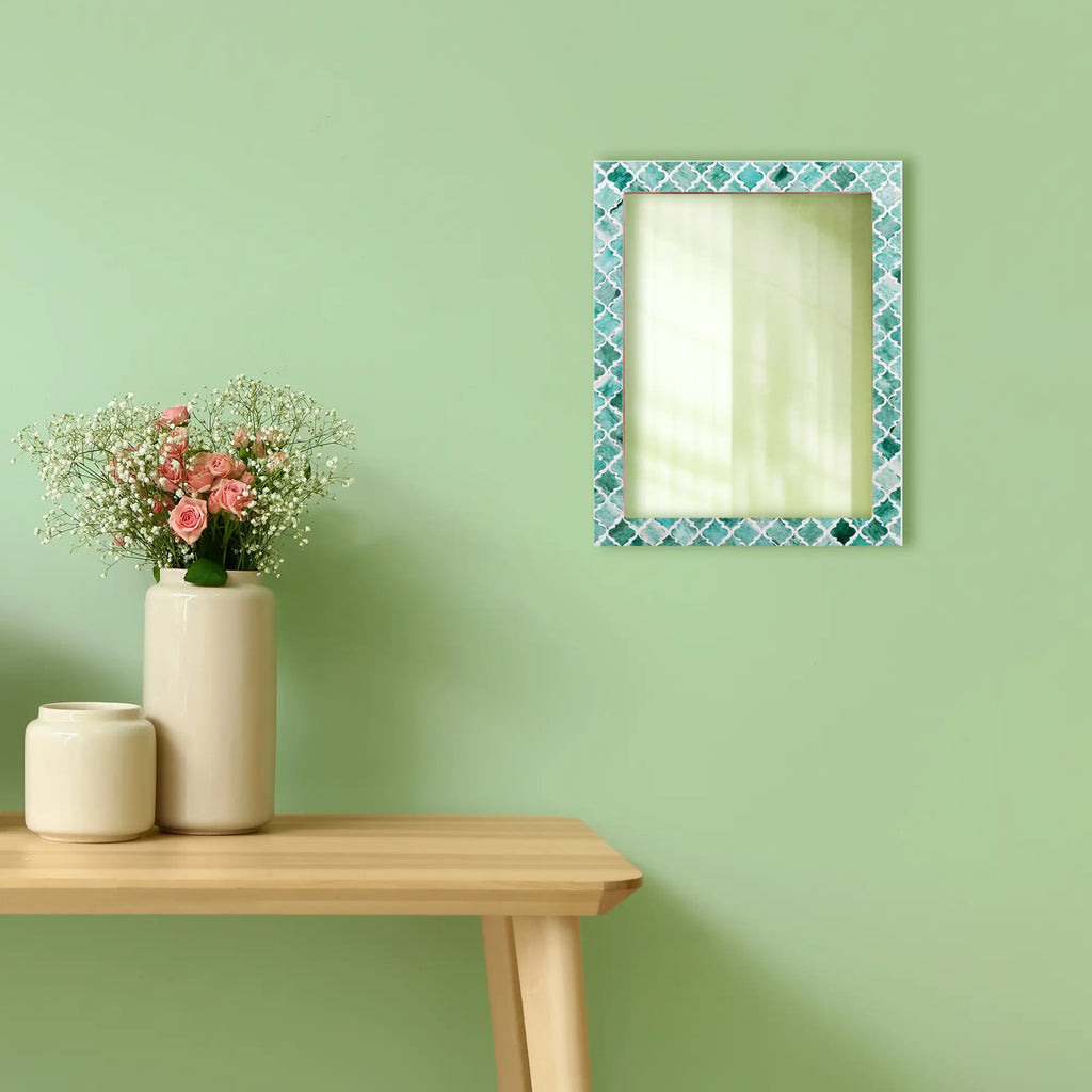 Make To Order Moroccan Green Mirror Bone & Resin Inlay Collection in 4 Sizes