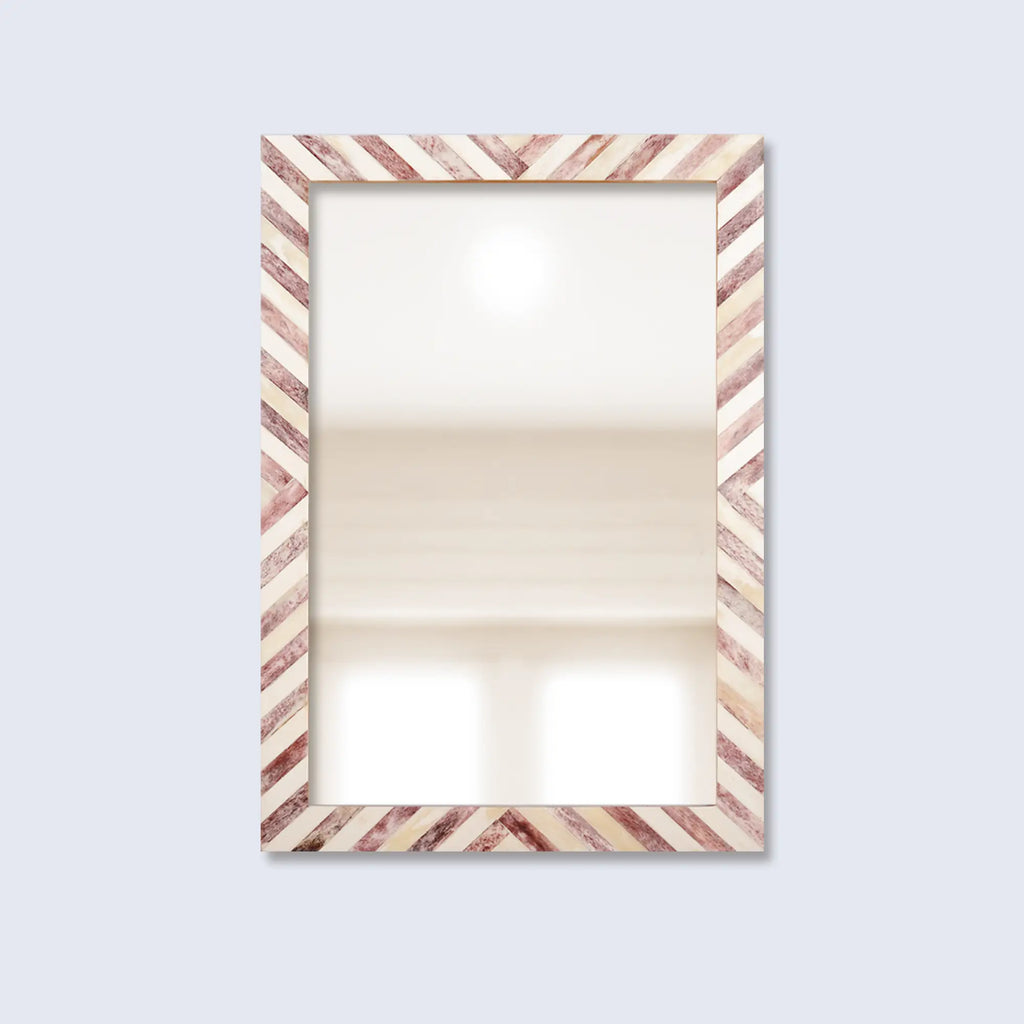 Make To Order Chevron Brown Mirror Bone Inlay Collection in 4 Sizes