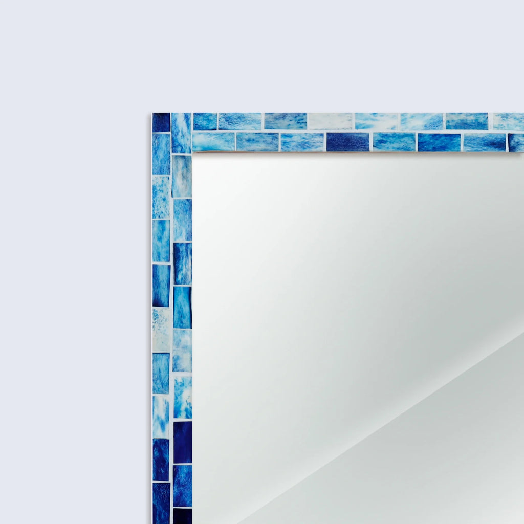 Make To Order Indigo Pattern Mirror Bone Inlay Collection - 24x36 inches