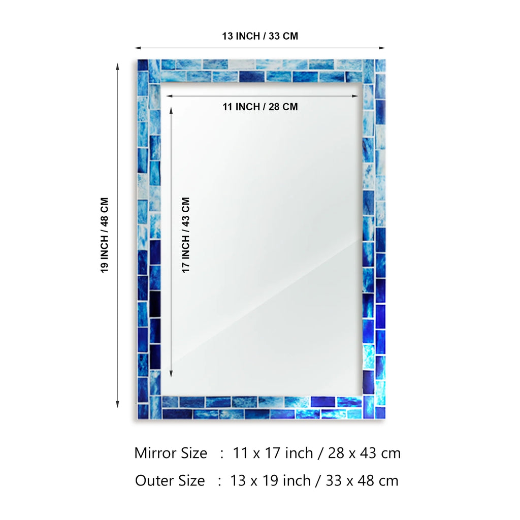 Make To Order Indigo Pattern Mirror Bone Inlay Collection - 24x36 inches