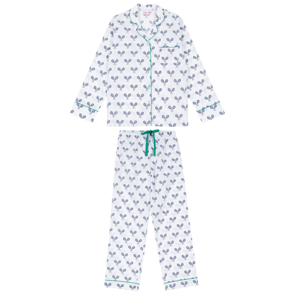 Women's Tennis Navy Long PJ Set