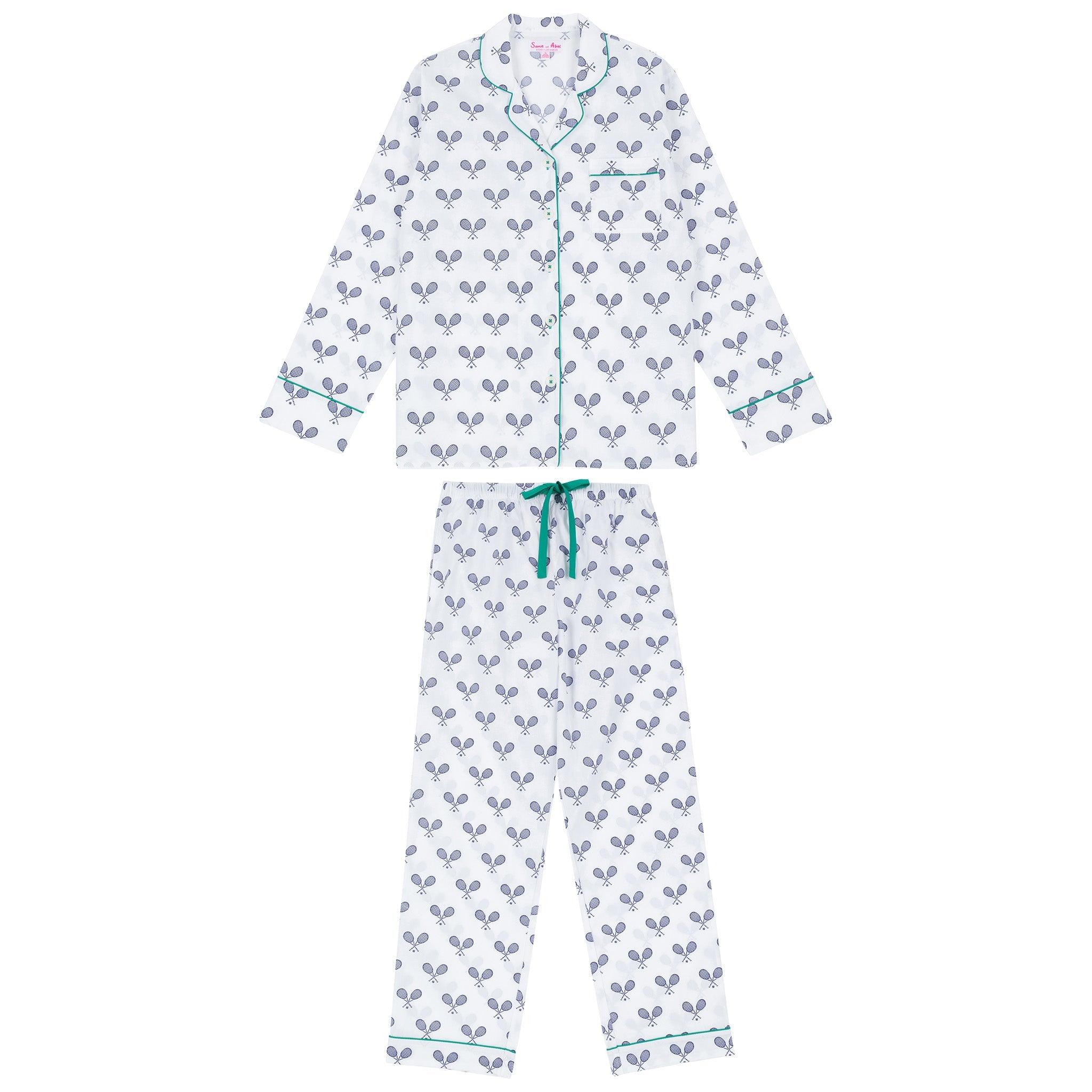 Women's Tennis Navy Long PJ Set