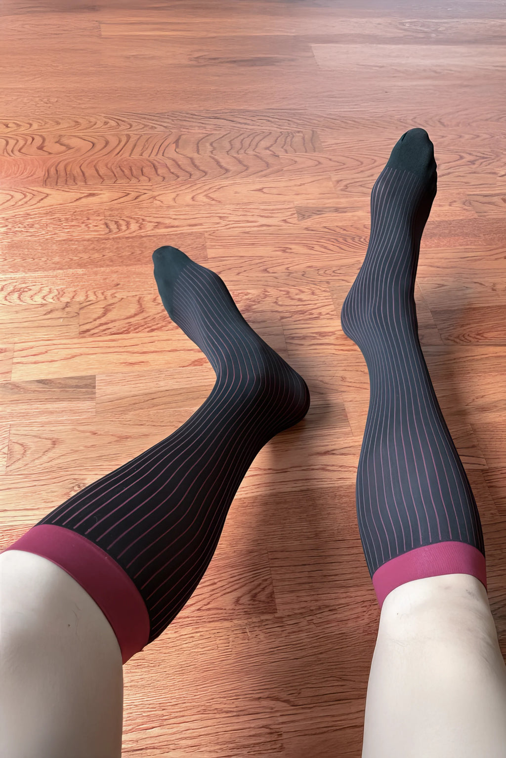 Men’s Mid-Calf Dress Socks - Minimalist Striped Nylon