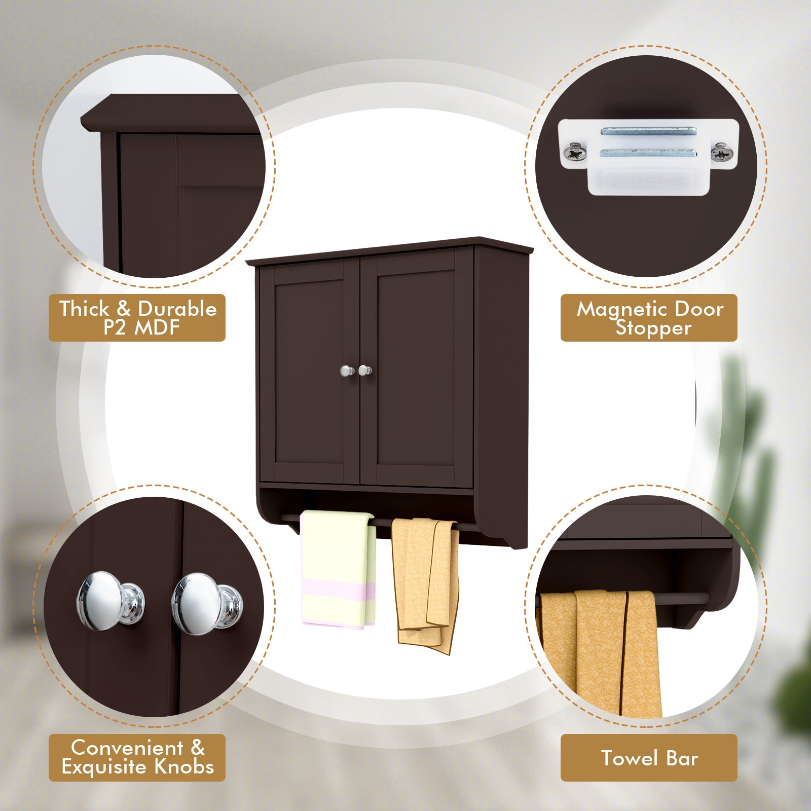 Wall Mounted Bathroom Storage Medicine Cabinet with Towel Bar