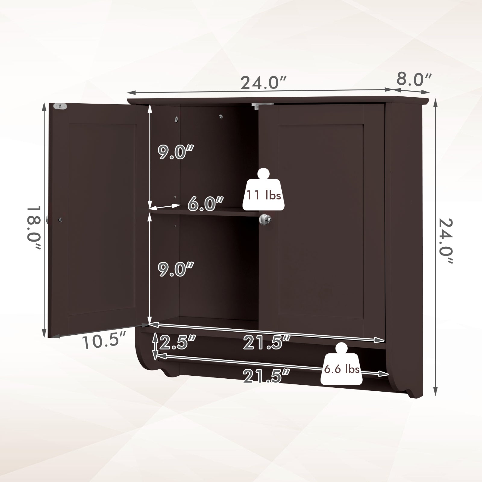 Wall Mounted Bathroom Storage Medicine Cabinet with Towel Bar