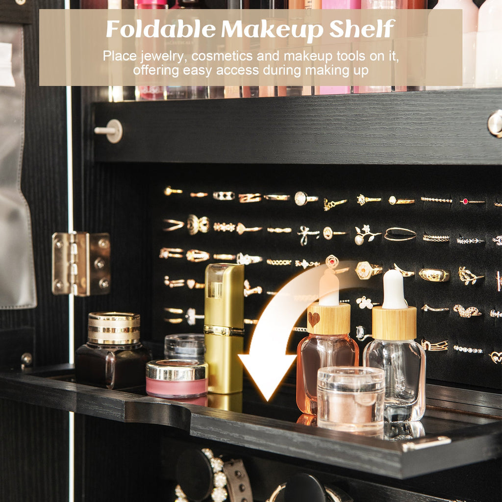 Wall Mounted Jewelry Cabinet with Full-Length Mirror