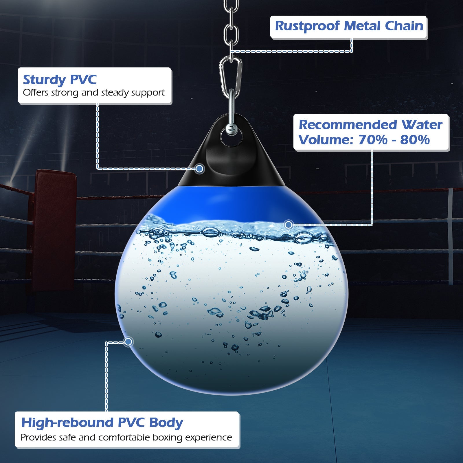 21 Inch Water Punching Bag with Adjustable Metal Chain