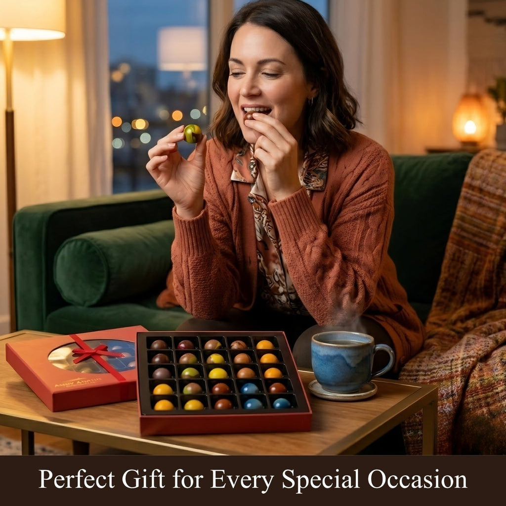 Andy Anand Monet Chocolate Bonbons Gift Box, 25 pc, 6.52 oz – Gluten-Free Belgian Truffles & Pralines, Birthday & Holiday Gift Collection