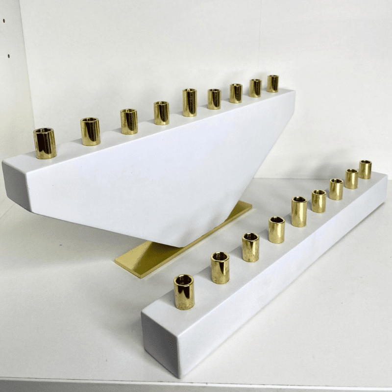 Sleek Concrete Menorah for Hanukkah Decorations - Fancy Lady Series