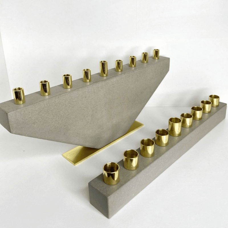 Sleek Concrete Menorah for Hanukkah Decorations - Fancy Lady Series
