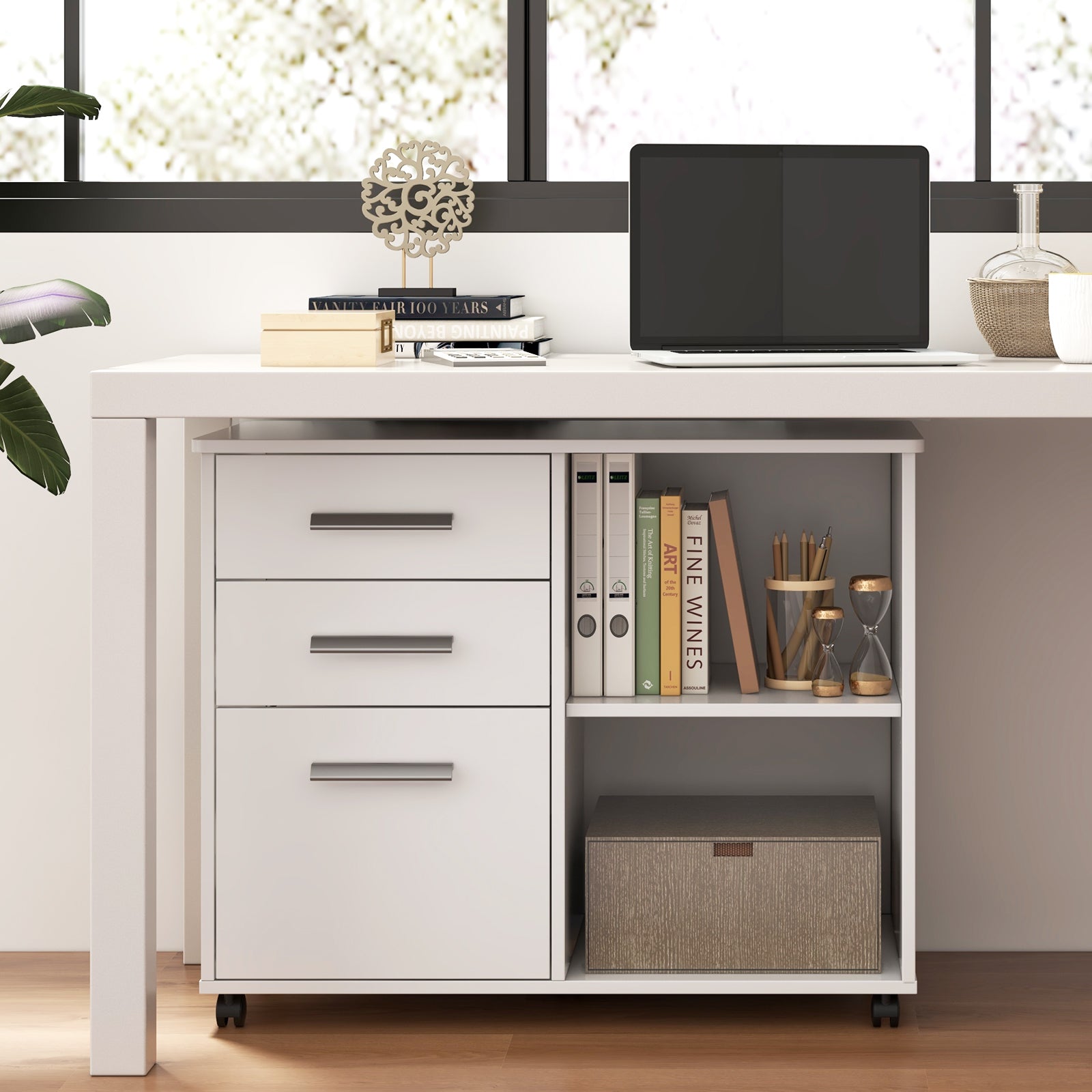 3-Drawer Mobile Lateral File Cabinet Printer Stand