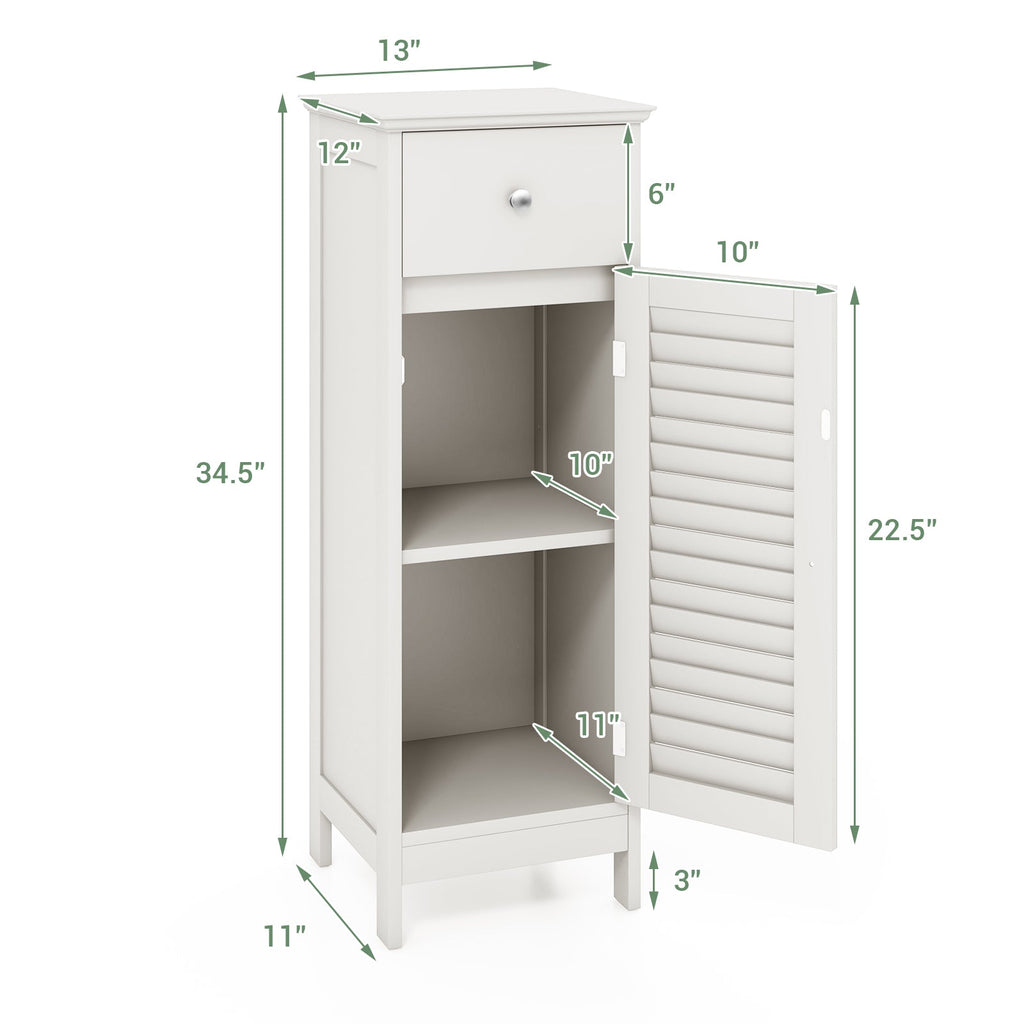 Woodern Bathroom Floor Storage Cabinet with Drawer and Shutter Door