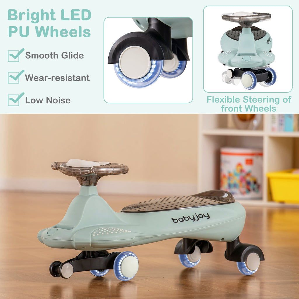 Wiggle Car with Hauling Rope Ride on Toy with Under-Seat Storage