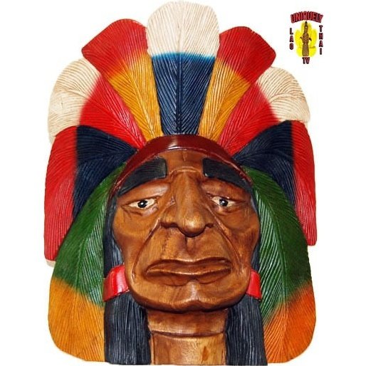 Chieftains Head Carved from Solid Wood for Table Top Display 16" Tall