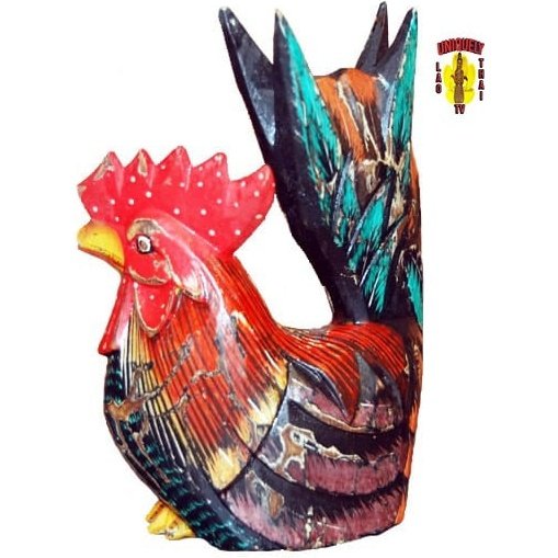 Wooden Rooster with Tail Up