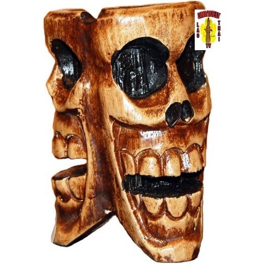 Wooden Three Headed Skull