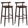 Wooden Bar Chair Set of 2 with Backrest and Footrest for Home Restaurant Cafe
