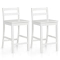 Wooden Bar Stools Set of 2 with Ergonomic Backrest and Footrest