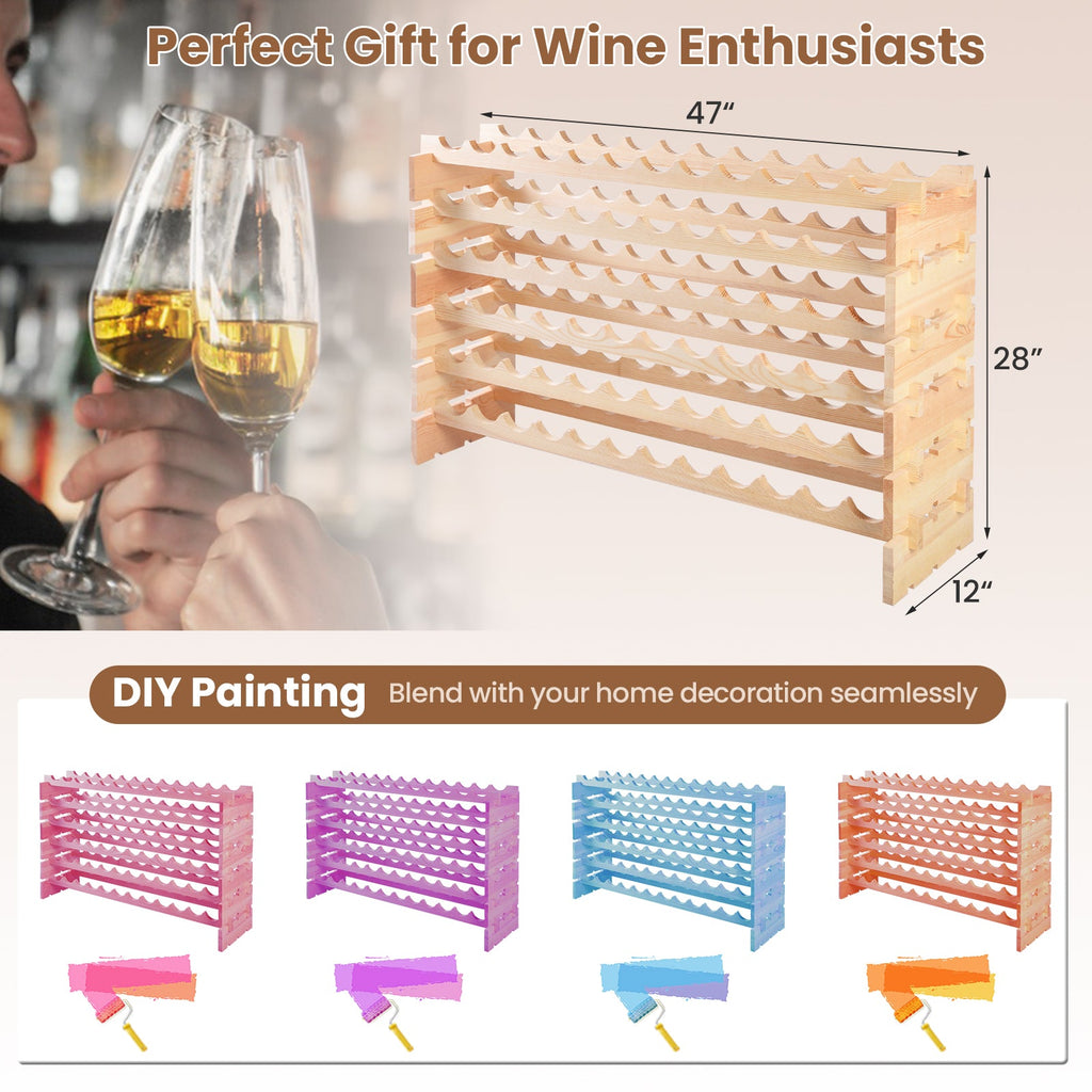 Wooden Bottle Rack Wine Display Shelves for 72 Bottles