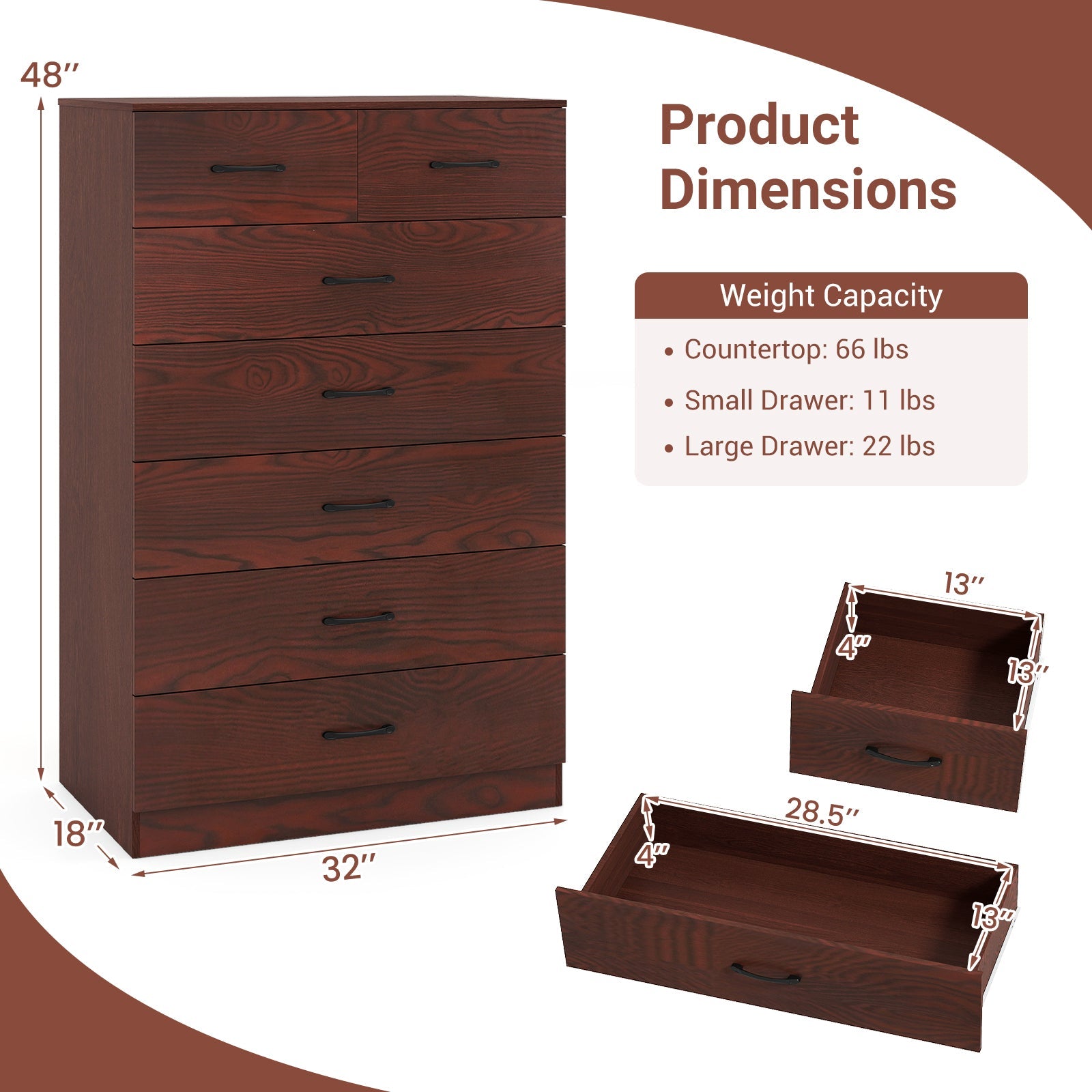 Wooden Chest of Drawers with Anti