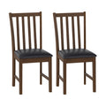 Wooden Dining Chair Set of 2 with Rubber Wood Frame and Padded Seat