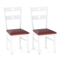 Wooden Dining Chairs Set of 2 Armless Kitchen Chairs with Hollowed Backrest