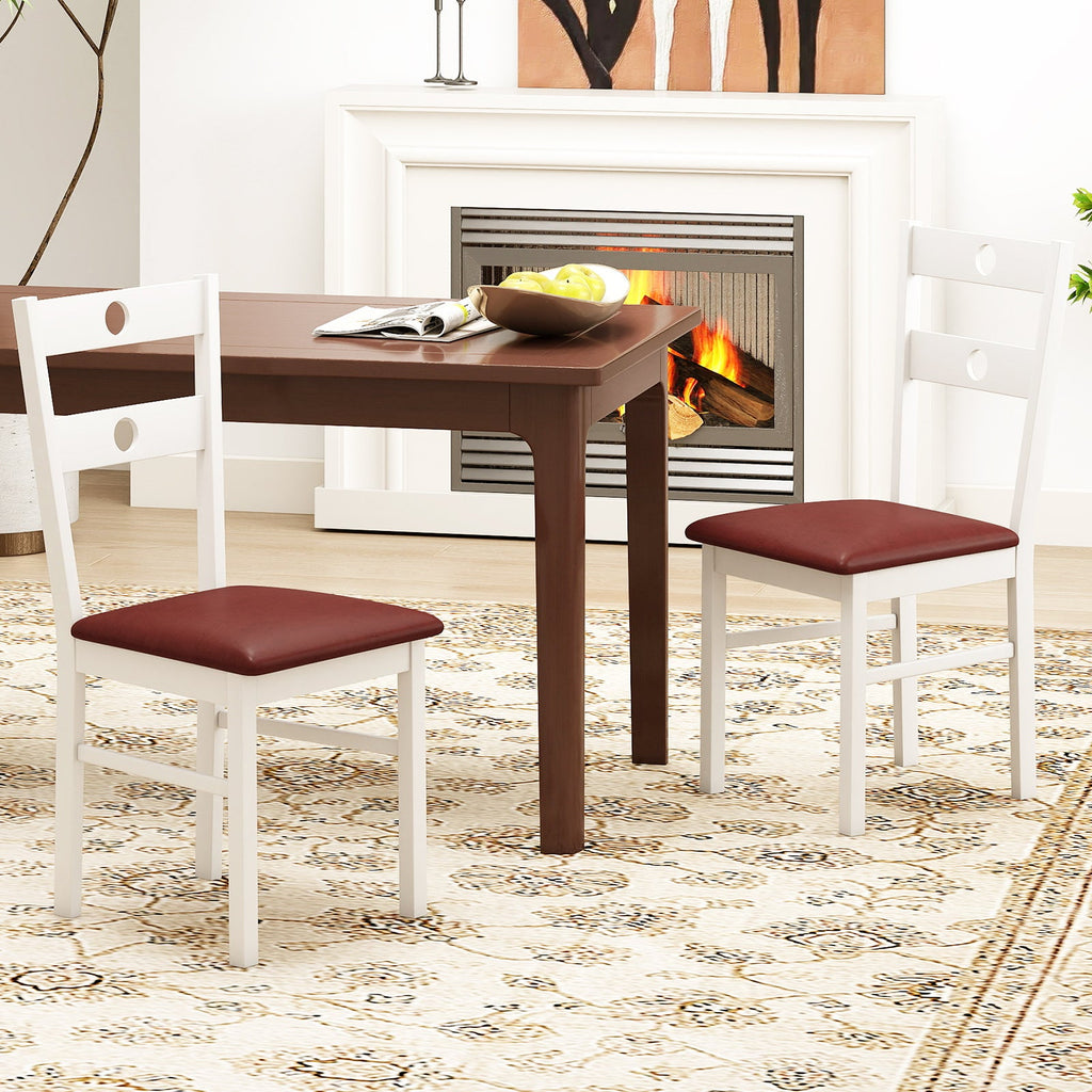 Wooden Dining Chairs Set of 4 Armless Kitchen Chairs with Hollowed Backrest