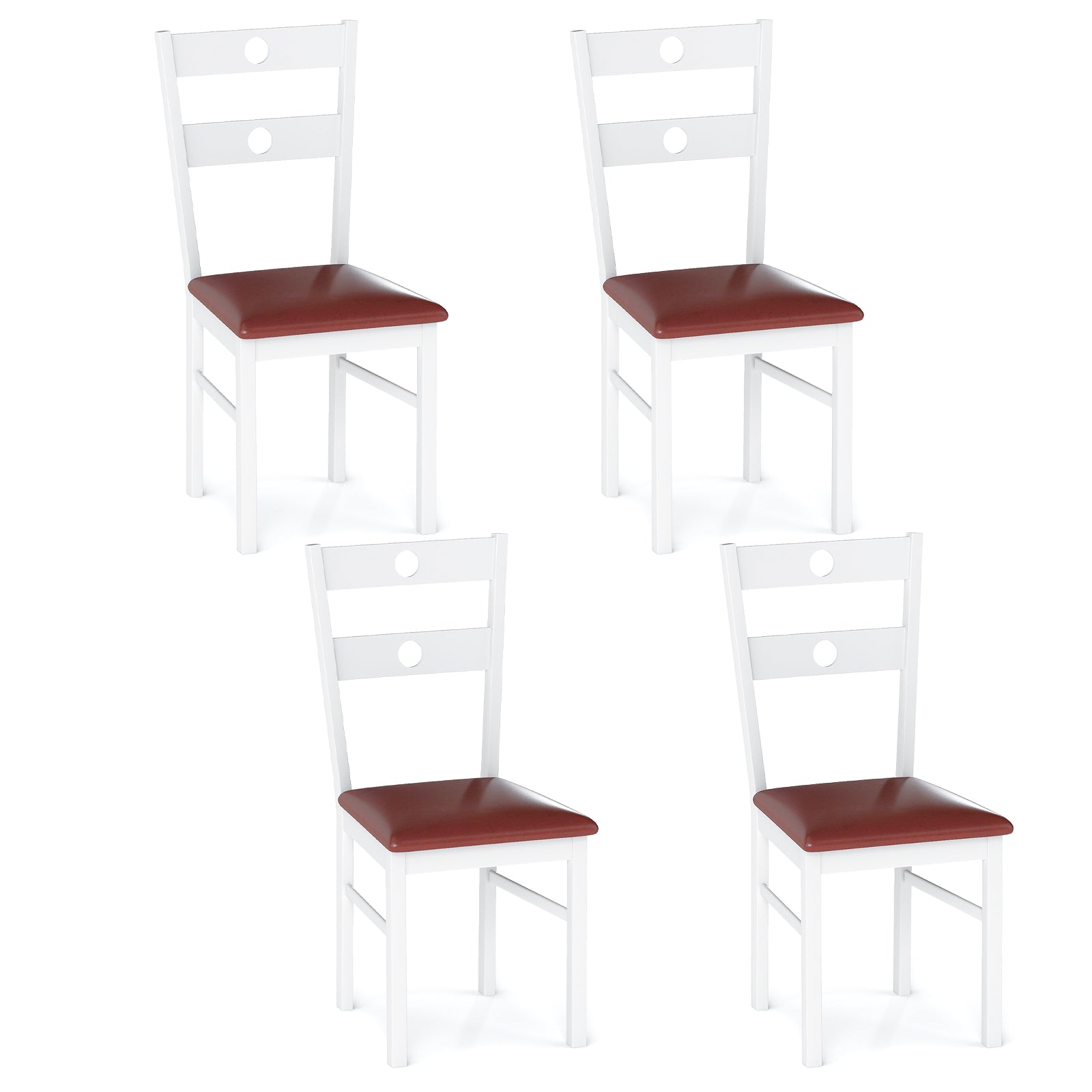 Wooden Dining Chairs Set of 4 Armless Kitchen Chairs with Hollowed Backrest