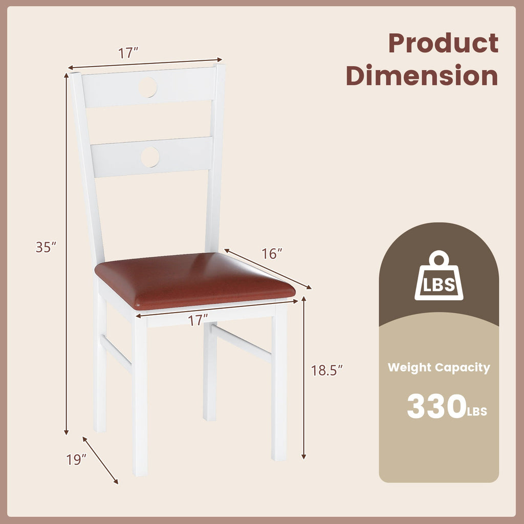 Wooden Dining Chairs Set of 4 Armless Kitchen Chairs with Hollowed Backrest