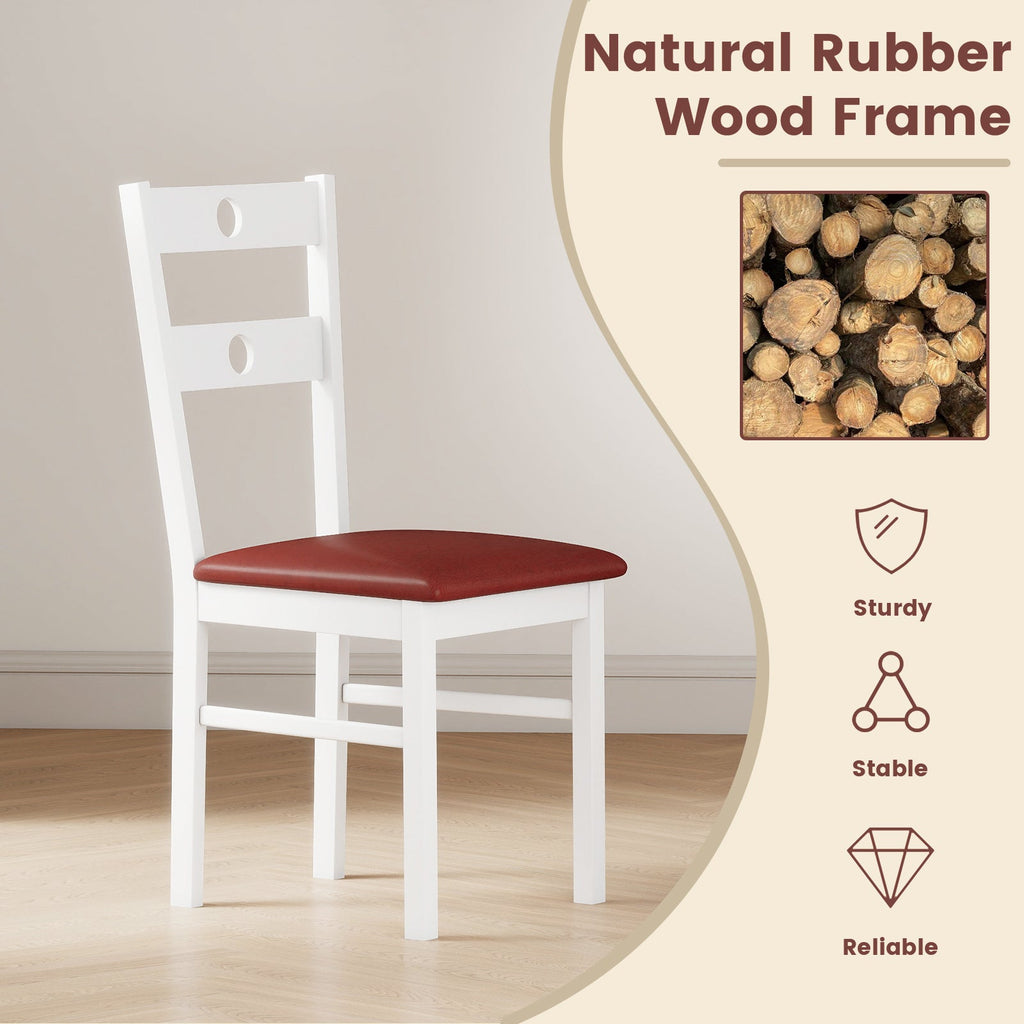 Wooden Dining Chairs Set of 4 Armless Kitchen Chairs with Hollowed Backrest