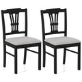 Wooden Dining Chairs Set of 2 Upholstered Kitchen Chairs with Solid Rubber Wood Frame