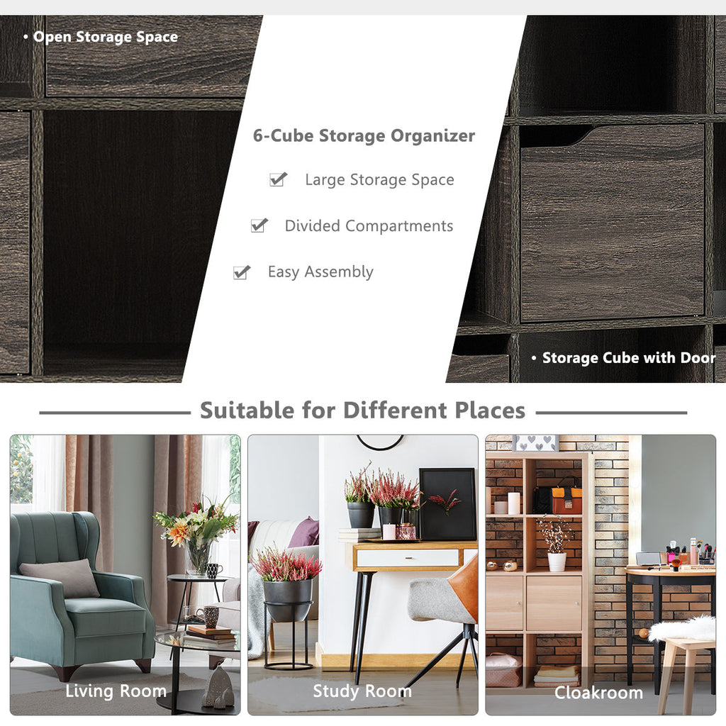 9-Cube Wooden Freestanding Bookcase for Home and Office