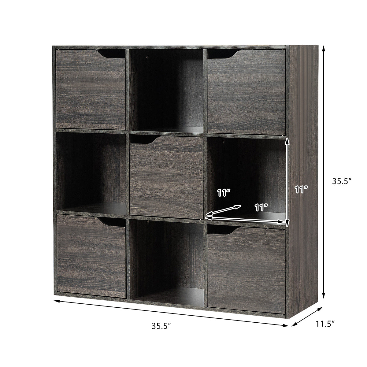 9-Cube Wooden Freestanding Bookcase for Home and Office