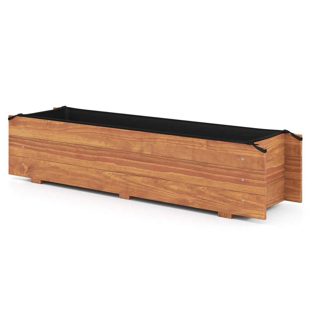 Wooden Raised Garden Bed with Drainage Holes and Liner Elevated Rectangular Planter Box-Orange