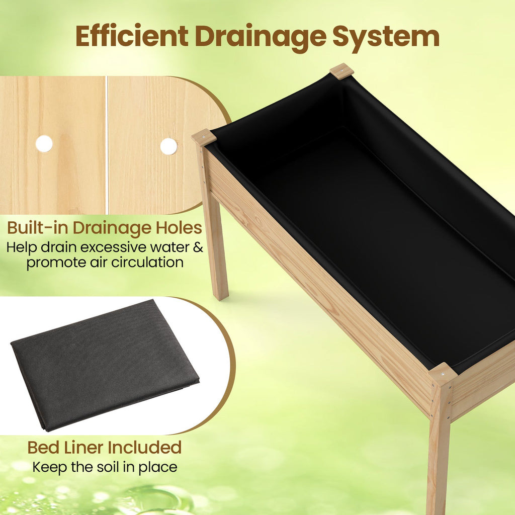 Wooden Raised Vegetable Garden Bed Elevated Grow Vegetable Planter