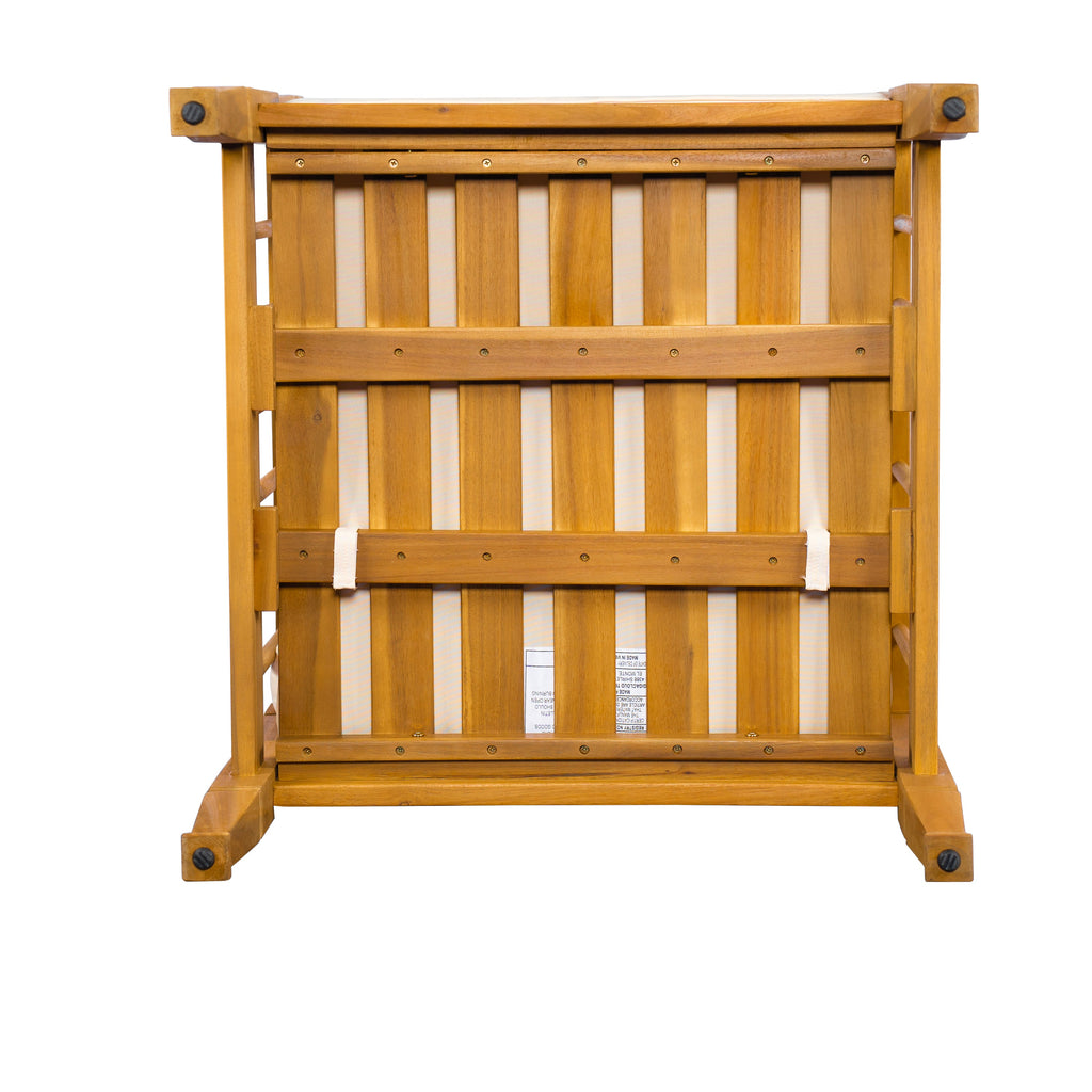 Outdoor Conversation Set Acacia Wood Teak Beige Cushion 4 Piece Seats 4