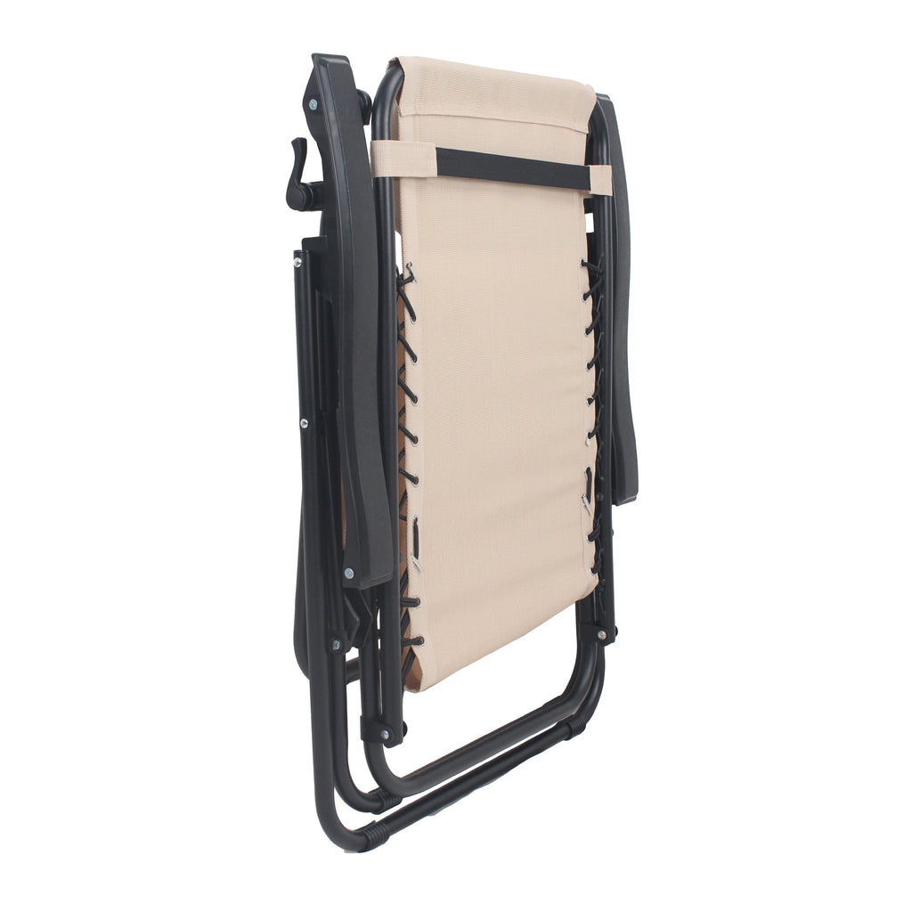 Outdoor Zero Gravity Chair Metal Khaki 90-170 Degree Adjustable 300 LB