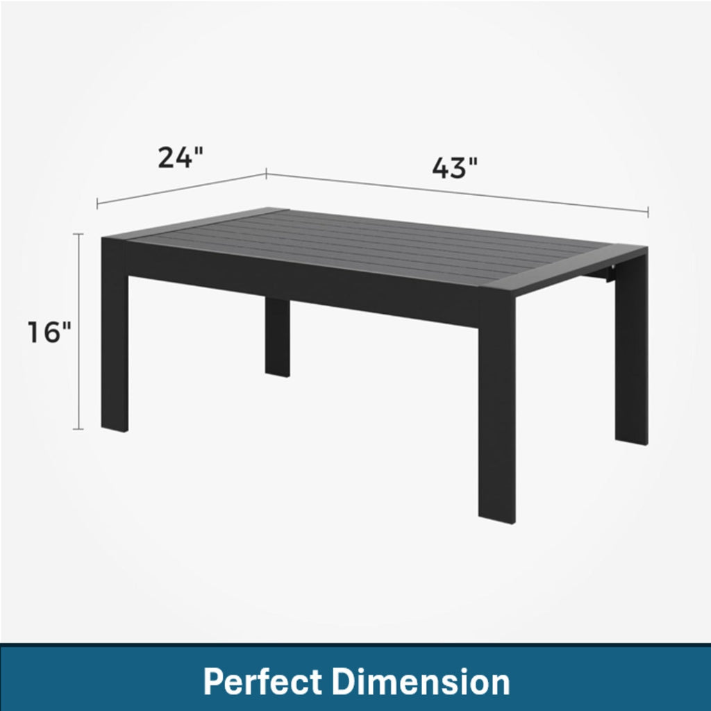 3 Piece Outdoor Patio Set Aluminum Black Gray Cushions